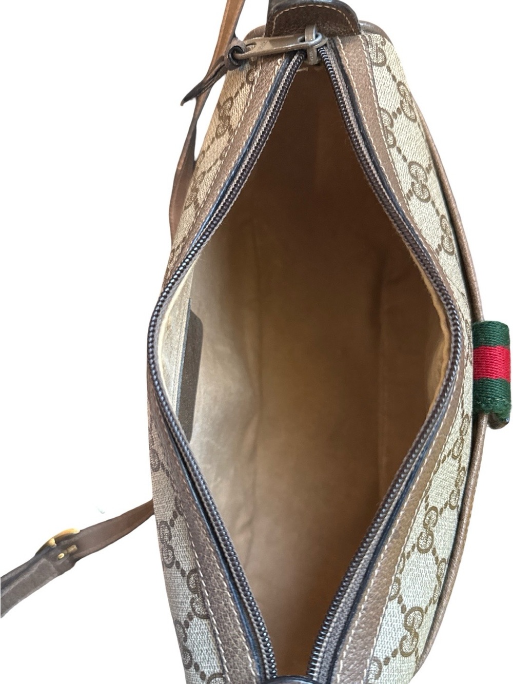 Vintage Gucci Ophidia GG Supreme Web Stripe Shoulder Bag Brown Leather - Picture 9 of 15